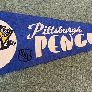 Large 30” Older Pittsburgh Penguins Vintage 1970's Full Size Pennant Hi Grade!